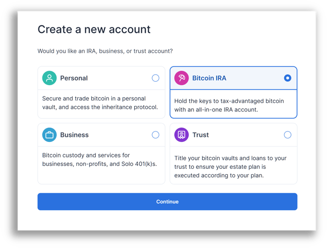 Choose account - IRA-shadow