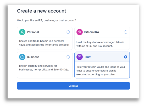 Choose account - trust-shadow