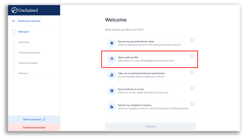 Onboarding Selector IRA