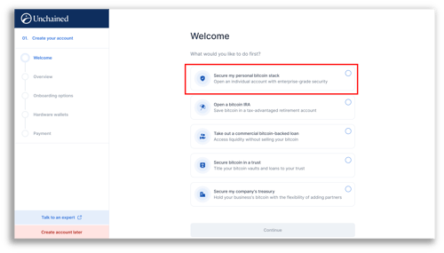 Onboarding Selector personal