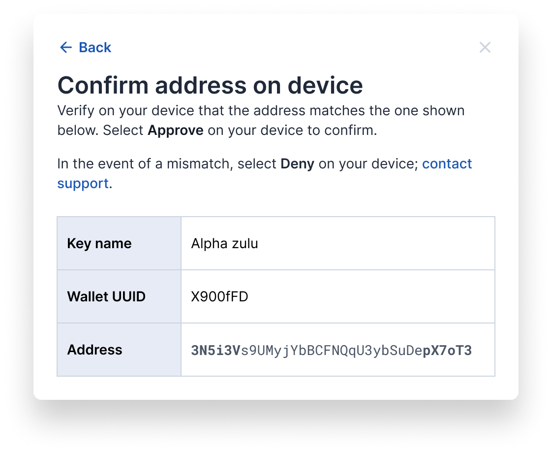 How do I confirm an address using my Ledger?