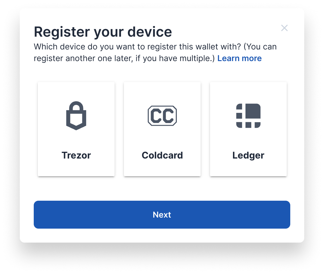 How do I register my Coldcard with my vault or loan?